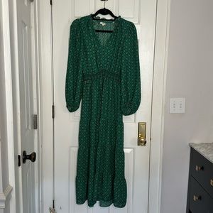 Max Studio London Emerald Green Balloon Sleeve Maxi Dress size xs